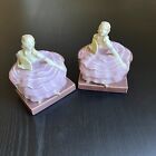 Rookwood bookends, Colonial Woman with Fan :: painted / colored :: #6252 :: 1936