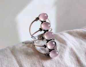Rose Quartz Ring, 925 Sterling Silver Ring, Pink Rose Quartz Ring,