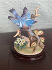 “Bluebird By Andrea” Beautiful Porcelain Bluebird Figurine On Perch & Stand-read