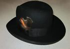 Dobbs Mens Vintage Black Wool Fedora Hat 7 1/4  Made In USA