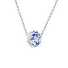 Sterling Silver Aurora Borealis Disco Ball Necklace Made with Swarovski Elements