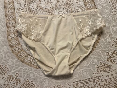 Vtg 80s Nylon Lace Fantasies by Morgan Taylor Satin Panties Size XL Ivory