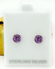 GENUINE 1.80 Cts AMETHYST STUD EARRINGS .925 STERLING SILVER - New With Tag