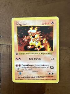 1st Edition Magmar 36/102 Base Set Uncommon Shadowless Vintage Pokemon Card