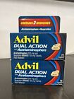2 Packs Advil Dual Action with Acetaminophen Pain Reliever 72 Caplets Exp 08/25