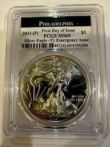 New Listing2021 (P) $1 MS69, Eagle Silver Dollar T1, Emergency Issue,First Day Of Issue