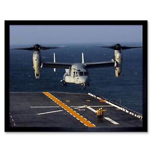 Military Air Craft Chopper Helicopter Navy V22 Osprey 12X16 Inch Framed Print
