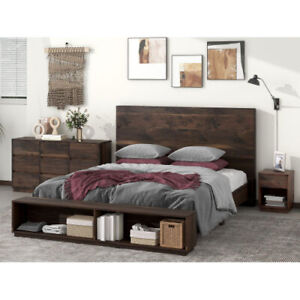Modern Bedroom Sets Queen King Size Platform Bed Frames Nightstand Chest Cabinet