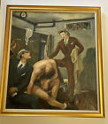 Antique Wpa Era Oil Painting Large Boxer Boxing Ashcan Portrait Iconic Old 1931