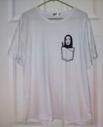 NEW 3XL Spirited Away White T-Shirt Top No Face IN FAKE POCKET Hand w Peace Sign