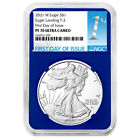 2021-W Proof $1 Type 2 American Silver Eagle NGC PF70UC FDI First Label Blue ...