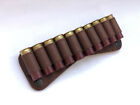 Genuine Leather 10 Shotgun Shells Holder Pouch Ammo Slide with Press Studs