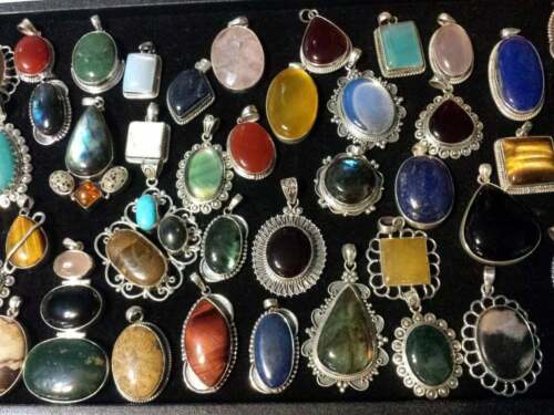 Wholesale Lot!! Assorted Crystal Pendant Silver Overlay Necklace Pendant