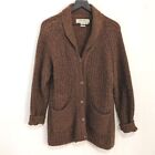 Vintage Heritage Irish Wool Mohair Blend Brown Chunky Cardigan Sweater Medium