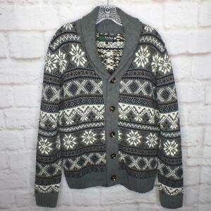 Tris' Line Men's L Nordic Faire Isle Wool Blend Cardigan Sweater Made in Italy