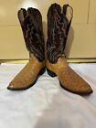 Justin Vintage Full Quill Ostrich Leather Western Boots Men`s 12 D