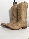 Vintage Los Altos Python Snakeskin Cowboy Boots 11 EE Pointy Toe Beige Leather