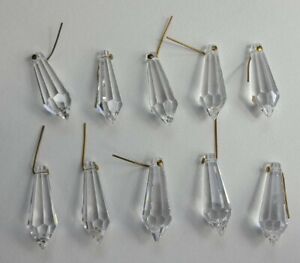 Set Of Ten Clear Glass Chandelier Crystals Lamp Prisms