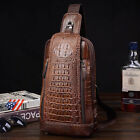 Sling Backpack Men's Casual Leather Crocodile Crossbody Chest Bag Sport Daypack