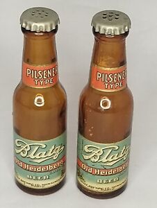 Vintage Blatz Old Heidelberg Pilsener Type Beer Bottle Salt and Pepper Free Ship