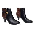Naturalizer Lilly Leather Ankle Boots Black Cheetah MSRP $149 Women's 9M