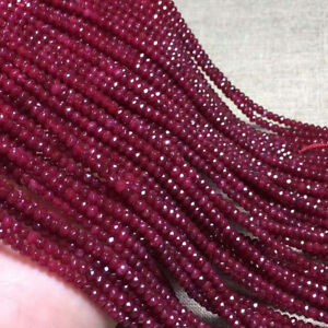 Faceted 2x4mm Natural Brazil Red Ruby Gemstone Rondelle Loose Beads 15 inches
