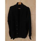 Men's Large Davis & Squire 100% Cashmere Thick Ribbed Blue Cardigan Sweater