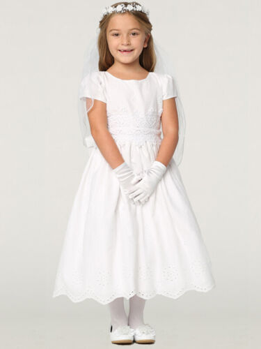 NEW Cotton Eyelet Tea-Length Dress Holy Communion Flower Girl