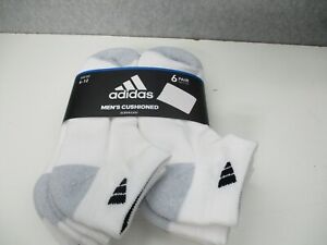Men's Adidas Cushioned Low Cut Aeroready 6-Pack Socks White/Gray Shoe Size 6-12