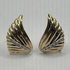 MB Diamond Wing Design 14K Yellow Gold Post Earrings #9