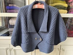Marion Foale Chunky Blue Cape Poncho One Size Fits Most