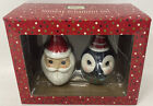 Johanna Parker Holiday Ornament Set Penguin and Santa New In Box