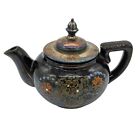 Small Teapot made in Japan with Silver Plate Lid Brown Decorated Painted 4.5
