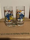 Vintage Smurf Drinking Glass Cups Peyo 1982 Cartoon Collection