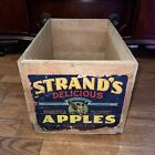 Rare 1940-50s Vintage Strand’s Delicious Apples Wood Crate 19x10.5x12” Tieton WA
