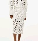 New H&M Satin Midi Skirt w/ Eyelet Embroidery White Size 6