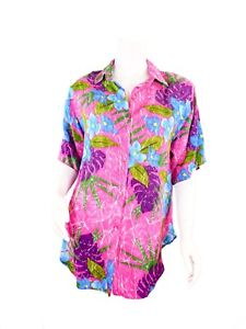 Vintage Freddie Wear Tropical Floral Blouse Women's Sz Large  (579)