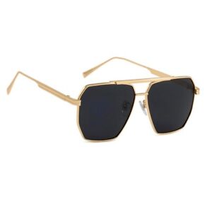 Large Classic Vintage Gold Metal Frame Men Women Square Black Sunglasses