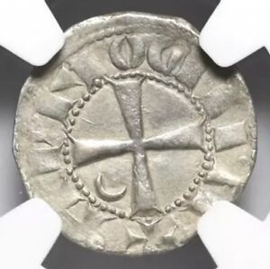 Bohemond IV 1202-1232 AD CRUSADERS, Antioch., Silver Knights Templar Coin NGC AU