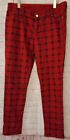 The Limited Red Black Plaid Skinny Ankle Jean Leggings Pants Womens size 8