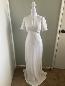 Women White Long Dress Size 0 Wedding Elegant Cocktail Dress Open Back BCBG NWT
