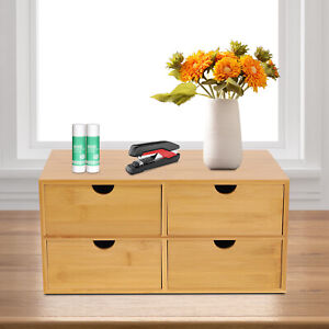 Bamboo Storage Organizer with 2/3/4 Drawers for Office Countertop- Multi-Purpose