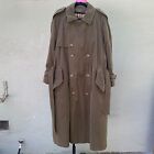 Burberry Olive Green Trench Coat Wool Lined Casual Men Nova Check Pockets S 36