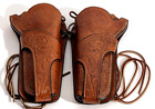 BEAUTIFUL MATCHING PAIR TOOLED LEATHER TEXAS COWBOY WESTERN PISTOL GUN HOLSTERS