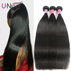 UNice Hair Cambodian Straight Human Hair Extensions 3 Bundles Virgin Hair Weaves
