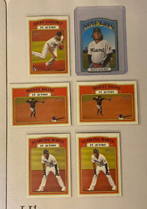 2021 Topps Heritage Miami Marlins 6c Lot Die Cut Sanchez & In Action Inserts