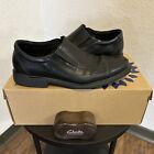 Men’s Clark's Comfort Slip On Shoes Leather Black Shoes Size 11
