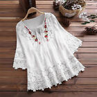 Plus Size Womens Lace Floral Tunic Tops Ladies Casual Baggy T Shirt Blouse Shirt