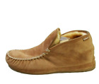 LL Bean Mens Brown Suede Wicked Good Shearling Lined Slipper Ankle Boots 12 Wide