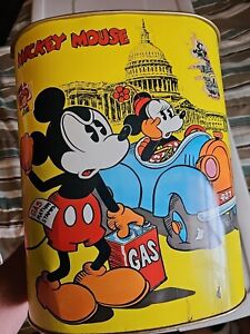 Vintage Mickey Mouse Walt Disney Trash Can Waste Basket Cheinco Made In USA